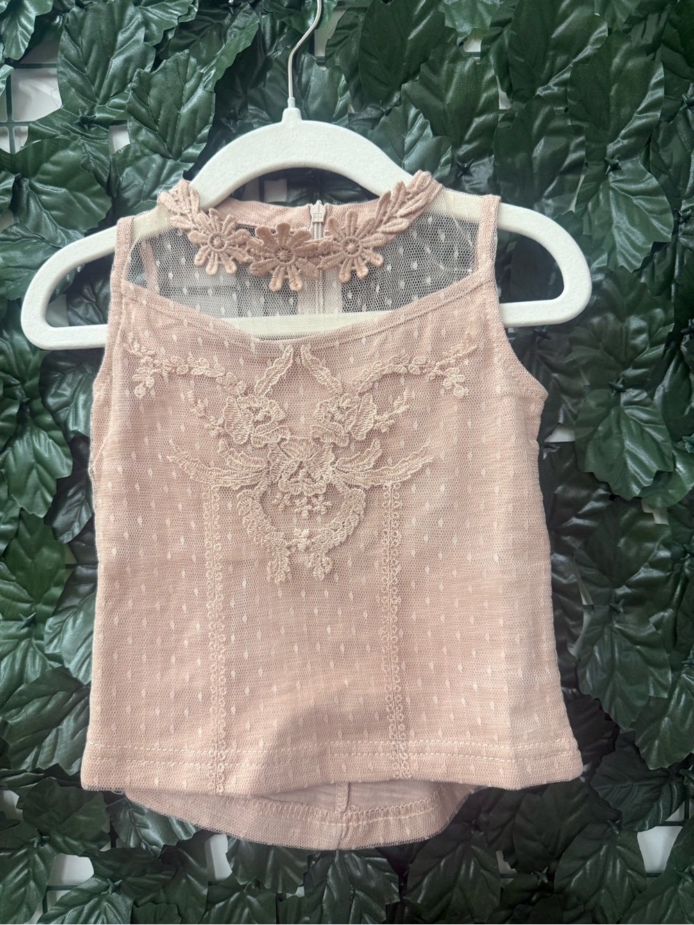 Joyfolie Toddler girls flour  tank  Lace Applique  in Dusty Rose Mia Joy